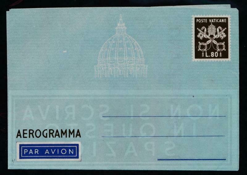 VATICAN HG G4 UNUSED POSTAL STATIONERY AIR LETTER L80 BROWN