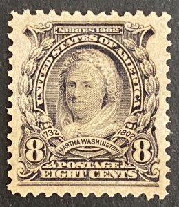 US Stamps, Scott #306 8c Martha Washington 1902 GC XF 90 (2021) PSAG cert M/NH