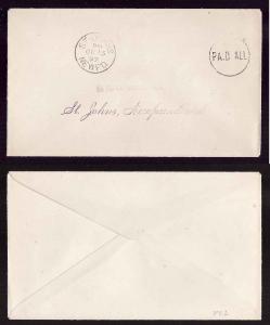 Newfoundland cover #14137 - Postage Paid cancel - PP1 - Paid All circular hand