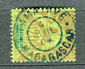 FRENCH COLONIES; MADAGASCAR 1890s Tablet type used 20c. fine Postmark