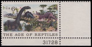 US 1390 Natural History The Age of Reptiles 6c plate single LR 31728 MNH 1970