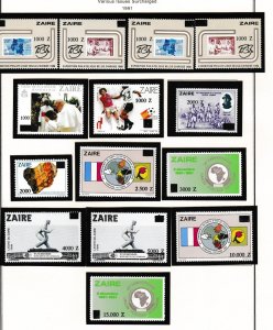 Zaire # 1342-1352, Surcharges on Various Stamps, Mint NH, 1/2 Cat,