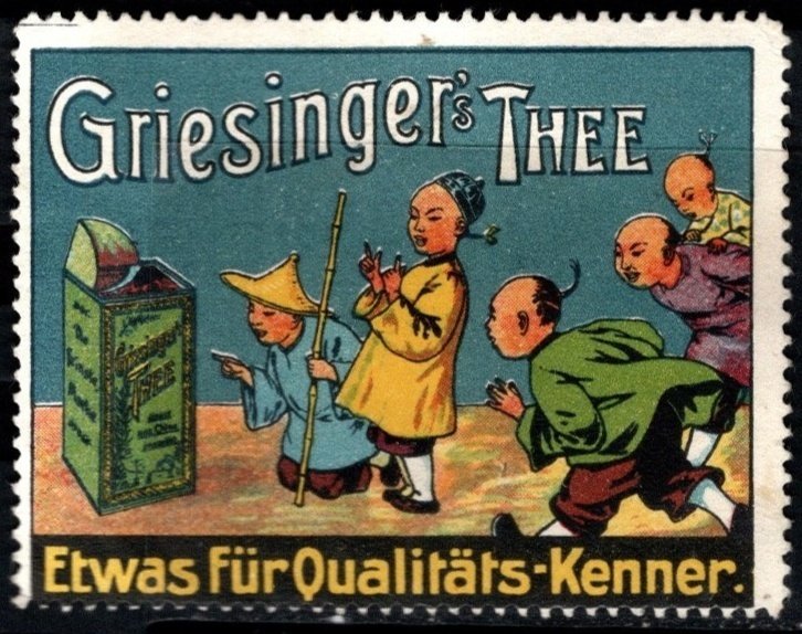 Vintage Germany Poster Stamp Griesinger's Tea Something Quality Connoisseur