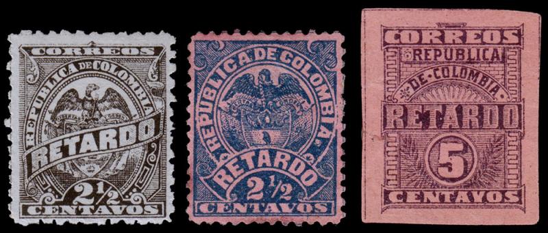 Colombia Scott I1, I2, I4 (1886, 1892, 1902) Mint H F-VF, CV $8.50 B