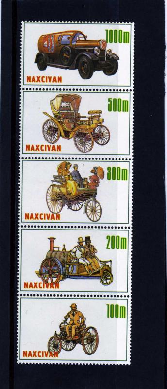 Naxcivan Republic 1997 Old Cars Strip (5) Perforated mnh.vf