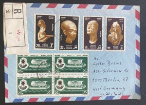 1977 Cairo Egypt Airmail cover To Berlin Germany Egyptian Sculptures