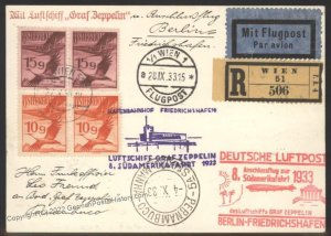 Austria 1933 Graf Zeppelin Mi343b 8th SAF Berlin Mass Frank 20 Flown Cove 108645