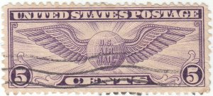 Scott #C12 - Airmail, 5c Violet - Used