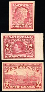 US Stamps # 368, 71, 73 MNH XF Imperforate Faults