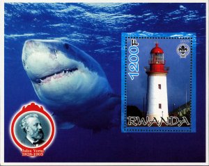 Sharks Fish Ocean Fauna Lighthouse Souvenir Sheet Mint NH