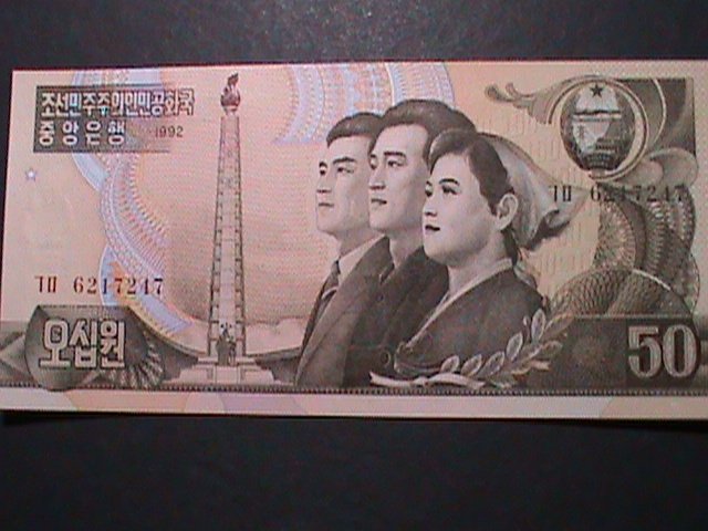 ​KOREA-1992 VERY OLD $50 POINEER YOUTHS- UN CIRCULATED-VERY FINE