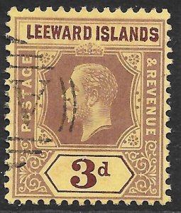 LEEWARD ISLANDS SG51c 1920 3d PURPLE ON BUFF USED