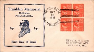 US Naval Hospital FDC - 5.19.1938  - Franklin Memorial / Philadelphia, PA - F468