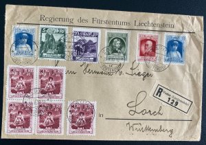 1930 Vaduz Liechtenstein Registered Cover To Lorch Germany Sc#90-92