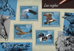 CENTRAFRICAINE 2014 SHEET EAGLES BIRDS OF PREY WILDLIFE