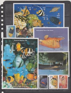 1998	Nevis	marine life fish set+2klb+2s/s MNH	240