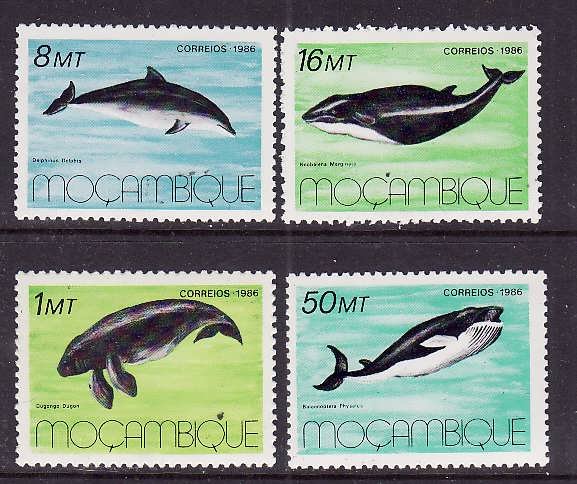 Mozambique-Sc#995-8-unused NH set-Marine Mammals-1985-