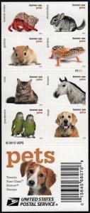 SC#5106-25 (47¢) Pets Booklet of Twenty (2016) SA