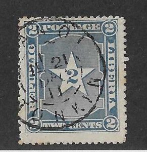Liberia Sc #34 2 cents  blue  used with Hanoi ship cancel  VF