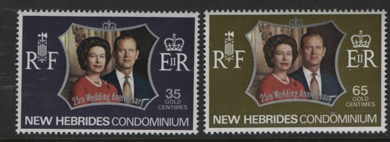 BR. NEW HEBRIDES 169-170  MNH SILVER WEDDING SET 1972