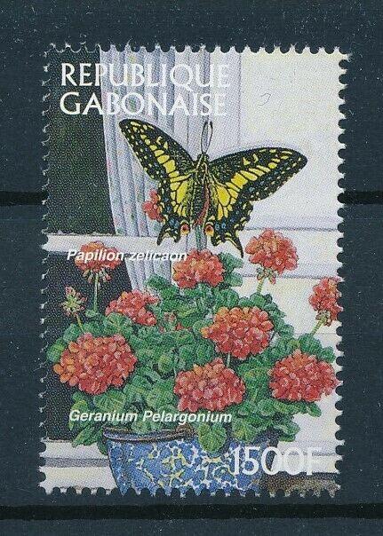 [97725] Gabon 1997 Butterfly Flowers From Sheet MNH