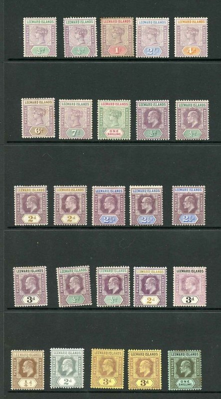 Leeward Islands Selection of M/Mint (KEVII 1/- with tone patch)