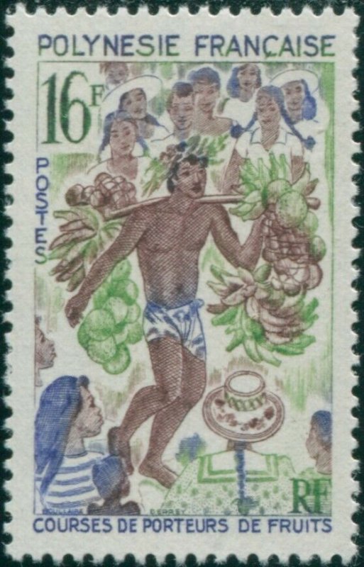 French Polynesia 1967 Sc#231,SG71 16f Fruit Porters Race MLH