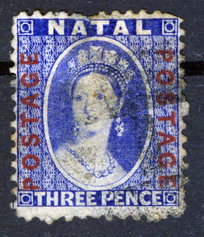 NATAL STAMP, 1873, ULTRAMARINE 3 P. Scott # 39. used