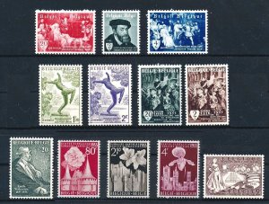 Belgium 1955 Selection of Nice Sets (12v, 5 Cpt Sets) MNH CV$25+