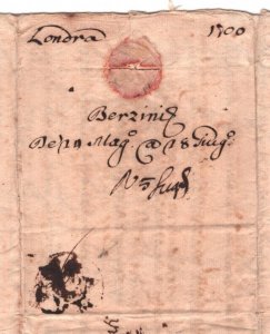 GB HISTORIC MERCHANT LETTER Cover London FRANCHES* 1699/1700 Livorno Italy MAX95