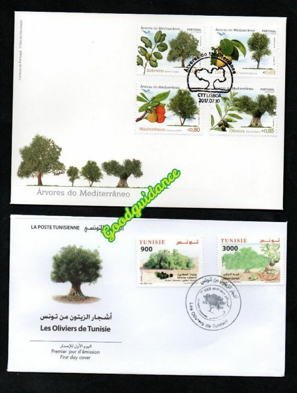 2017- Portugal- Tunisia- Tunisie- Trees from Euromed- 2 FDC