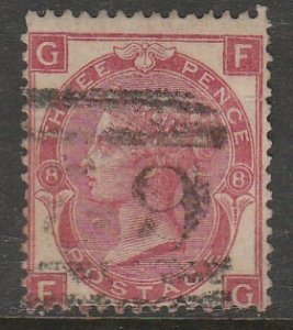 G.B. 49, 3p PL8 QUEEN VICTORIA. Used. F. (325)