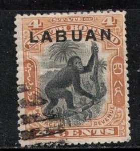 LABUAN Scott # 96 Used - North Borneo Stamp Overprinted