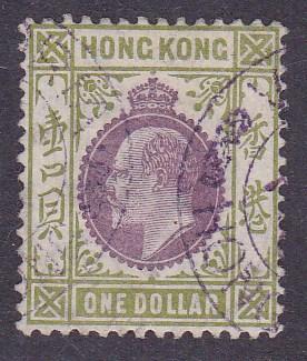 Hong Kong 1904 KEVII $1.00 olive& violet in VF+/Used/(O) Condition.