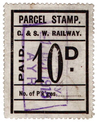 (I.B) Glasgow & South Western Railway : Parcel Stamp 10d (Ayr) 