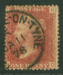 SG 43 1d rose-red plate 203. Very fine used with a Newcastle on Tyne CDS, Jan...