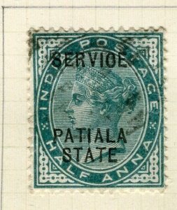 INDIA; PATIALA STATE 1890s early QV SERVICE issue fine used 1/2. value