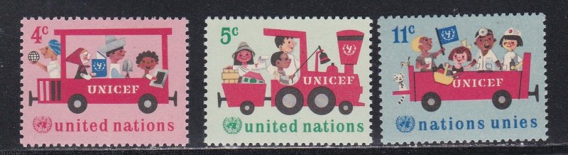 United Nations - New York # 161-163, UNICEF 20th Anniversary, LH