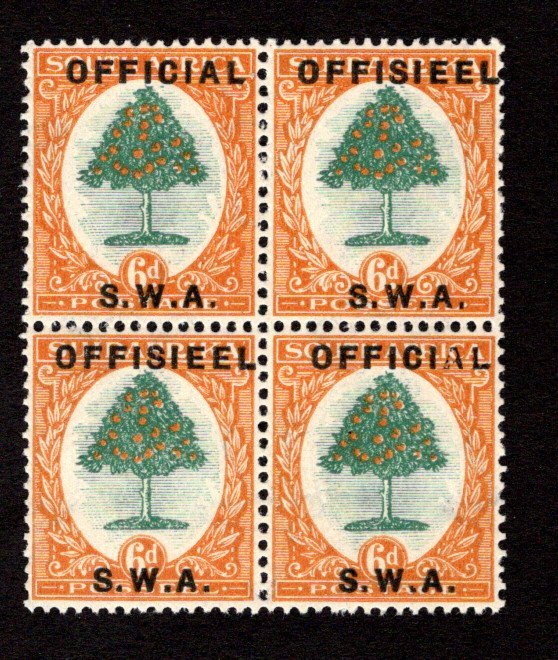 SOUTH WEST AFRICA  SC# O7  BLK/4  VF/MNH