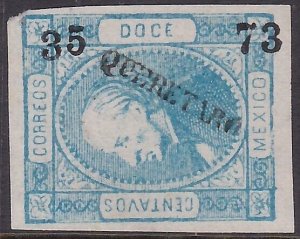 MEXICO 1873 12c imperf QUERETARO  35-73 unused.............................A2428
