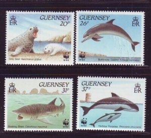 Guernsey Sc 441-444  1990 WWF Marine Life  stamp set mint NH