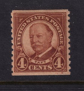 1930 Sc 687 Taft 4c brown horizontal coil MHR OG single stamp (B