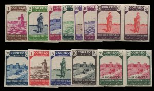 Spanish Colonies, Ifni #17-27, E1, 1943 1c-10p, complete set of imperf. horiz...