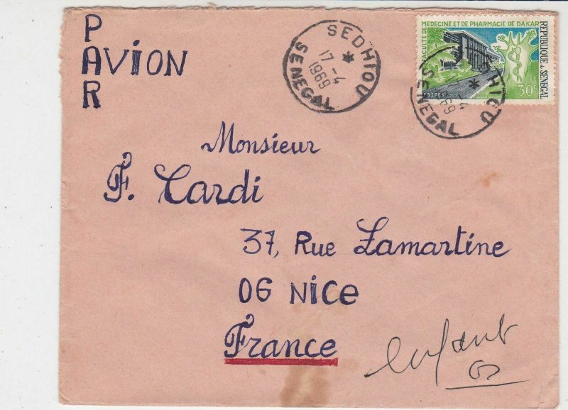 Rep Du Senegal 1969 Airmail Sedhiou Cancels Pharmacy Dakar Stamp Cover Ref 32537