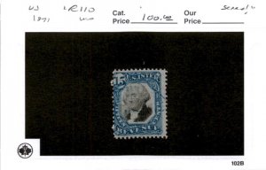 United States Postage Stamp, #R110 Used, 1871 Revenue Washington (AB)