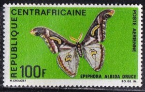 Central African Republic C70 (mhr) 100fr moth: Epiphora albida (1969)