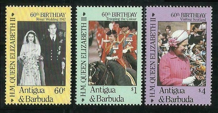 1986 Antigua and Barbuda 935-937 60 years of Queen Elizabeth II