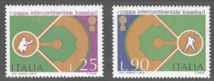 Italy Scott 1110-1111 MNH** 1973 baseball stamp set