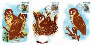 Swaziland - 1982 WWF Owl Maxi Card Set SG 399-403