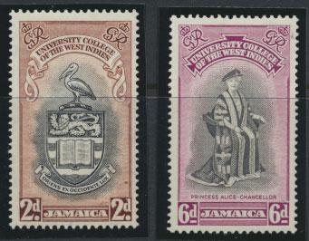 Jamaica SG 149-50  Mint Light hinge  SC# 146-47  BWI University College   see...